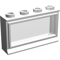 Lego okno 1x4x2 se sklem, bílá (453 WHITE)